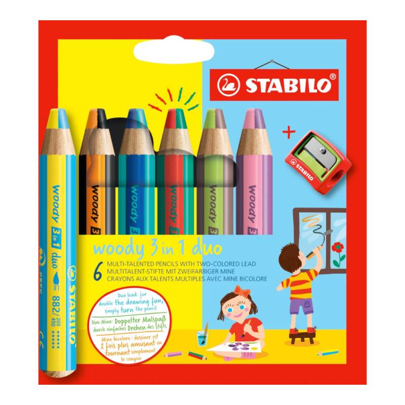 STABILO Wachsmalstifte woody 3 in 1 duo, Sets Sets, STABILO Sets 6er Set + Spitzer STABILO Wachsmalstifte woody 3 in 1 duo, Sets Sets, STABILO Sets 6er Set + Spitzer von STABILO