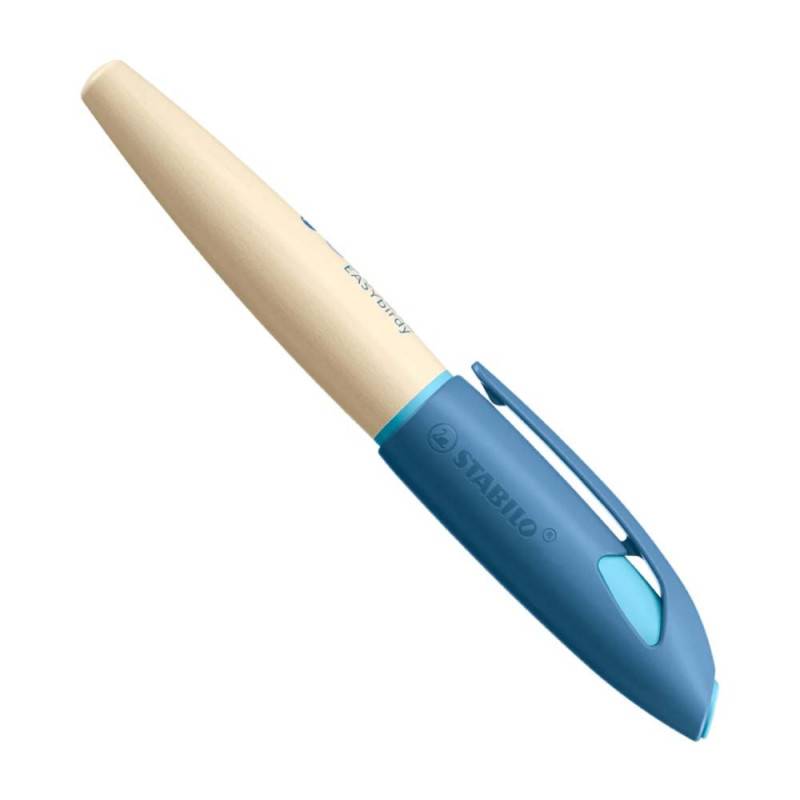 STABILO ergonomischer Schulfüller EASYbirdy Timber, Händigkeit linkshändig, Federbreite Feder A (Anfängerfeder), STABILO Farben dunkelblau/hellblau von STABILO