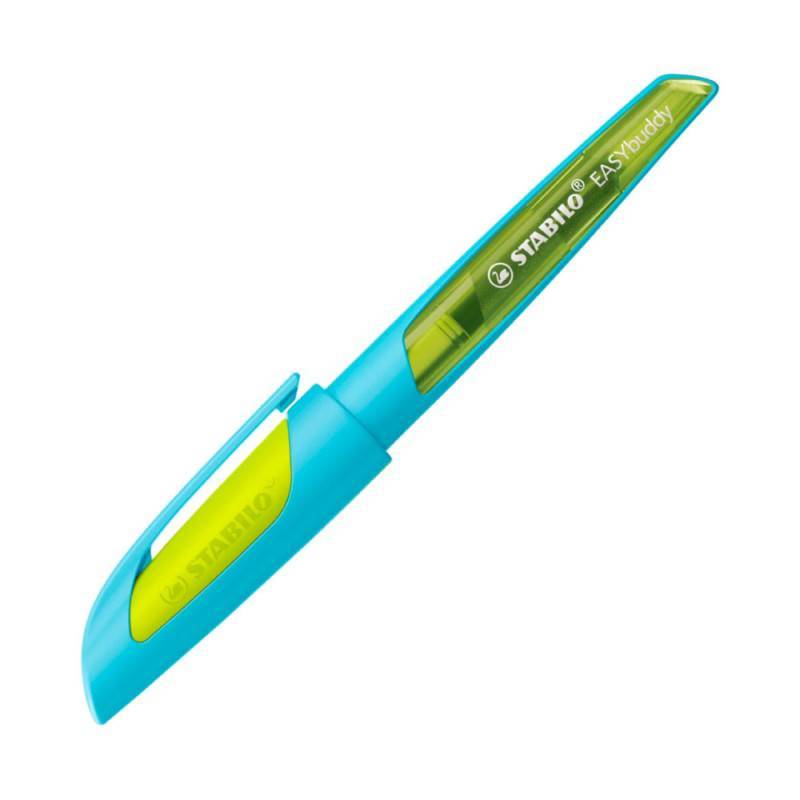 STABILO ergonomischer Schulfüller EASYbuddy FRESH Edition, Federbreite Feder L (Linkshänderfeder), STABILO Farben hellblau/limette von STABILO