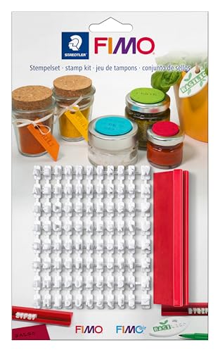 STAEDTLER 8700 09 FIMO Stempelset - 88 Zeichen inkl. Buchstaben, Zahlen & Sonderzeichen (1 Stück), 56g, weiß von STAEDTLER FIMO
