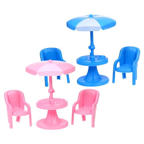 STAHAD 2 Sätze Modell Strandtisch und Stühle Miniaturmöbel aus Kunststoff Mini- -Strandzubehör puppenhausmöbel Set puppenhaus- möbel Set Mini-Spielzeug Mini-Tisch Mini-Strandaccessoires von STAHAD