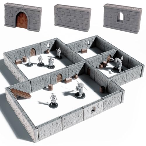 Dungeon Walls Modulares DND-Gelände-Set – 48-teiliges Tisch-Rollenspiel-Landschaft – 28 mm Maßstab, inklusive Wänden und Zubehör – perfekt für Dungeons & Dragons, Pathfinder & RPG Tischspiele Dungeon Walls Modulares DND-Gelände-Set – 48-teiliges Tisch-Rollenspiel-Landschaft – 28 mm Maßstab, inklusive Wänden und Zubehör – perfekt für Dungeons & Dragons, Pathfinder & RPG Tischspiele von STAHLHAMMERS