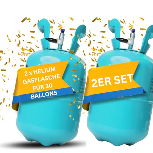 Brogaz 2x Ballongas [für 60 Luftballons]– Helium Balloon Gas für bis zu [60 Luftballons] – Ballongas - 2x Helium Gasflasche klein inkl. STAHLMANN ® Informationsblatt von STAHLMANN