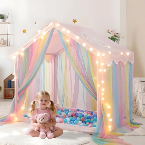 Großes Kinder-Spielzelt mit sternförmigen Fenstern und atmungsaktiven Vorhängen, Indoor-Outdoor-Schloss-Spielhaus für Kleinkinder, geschenkfertiges Prinzessinnenzelt für Mädchen und Jungen Großes Kinder-Spielzelt mit sternförmigen Fenstern und atmungsaktiven Vorhängen, Indoor-Outdoor-Schloss-Spielhaus für Kleinkinder, geschenkfertiges Prinzessinnenzelt für Mädchen und Jungen von STAOLENE