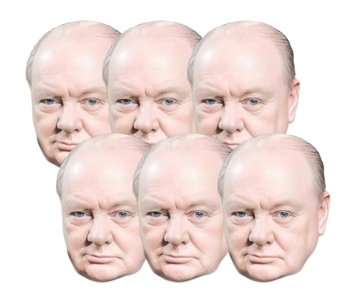 STAR CUTOUTS SMP459 Winston Churchill 6er-Pack Gesichtsmasken aus Karton – ideal für Fans, Partys und VE-Day Feiern von STAR CUTOUTS