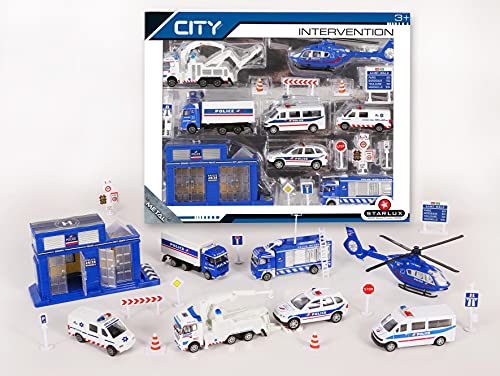 STARLUX - Großes Polizei-Set Komplett - Sortiment Fahrzeuge Miniaturen Metallsammlung - Ab 3 Jahren - 806150 von STARLUX
