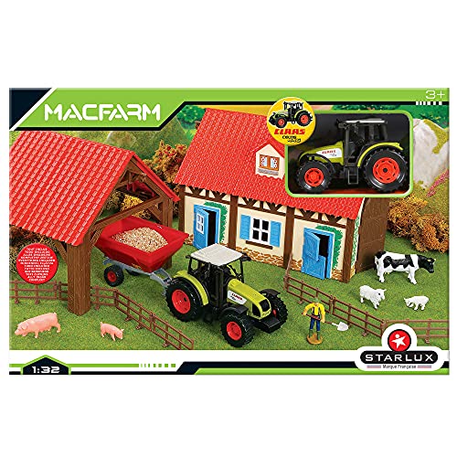STARLUX 802234 Bauernhof-Set komplett mit Traktor Claas Celtis 446 und viel Zubehör, Grün, Rot, 48 * 9 * 32 STARLUX 802234 Bauernhof-Set komplett mit Traktor Claas Celtis 446 und viel Zubehör, Grün, Rot, 48 * 9 * 32 von STARLUX
