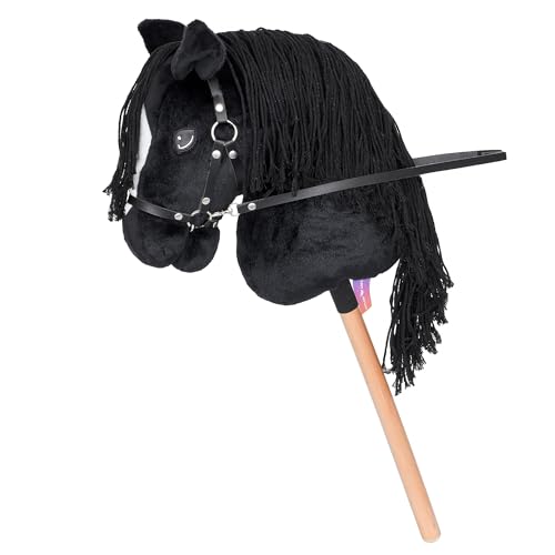 Start Hobby Horse Steckenpferd aus Plüsch mit Holzstock – Realistisches Stockpferd mit Langer Mähne zum Frisieren – Weiches Spielpferd für Kinder (Benny (Schwarz), A3) von START ENJOY THE RIDE