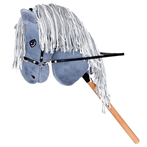 Start Hobby Horse Steckenpferd aus Plüsch mit Holzstock – Realistisches Stockpferd mit Langer Mähne zum Frisieren – Weiches Spielpferd für Kinder (Gracie (Grau), A3) von START ENJOY THE RIDE