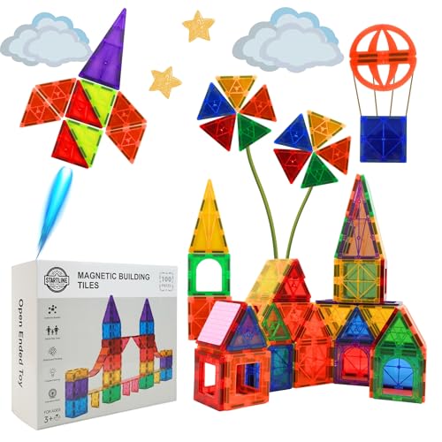 STARTLINE® 100 magnetische Bausteine | Montessori Lernspielzeug für Jungen und Mädchen von 2 und 3 Jahren | 100 magnetische Teile für Kinder | Spielzeug für Kinder von 2 Jahren | Spielzeug für Kinder von STARTLINE FORGING A NEW FUTURE EST. 2024