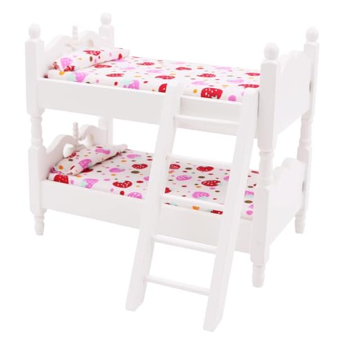 1/12 Miniatur Etagenbett Holz Puppenhaus Möbel für Barbie Bett Puppenbett Dekoration – Erdbeermuster 1/12 Miniatur Etagenbett Holz Puppenhaus Möbel für Barbie Bett Puppenbett Dekoration – Erdbeermuster von STARTONYOU