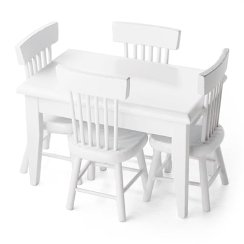 1/12 Miniatur Tisch und Stühle Puppenhaus Möbel Küche Zubehör, Weiß 1/12 Miniatur Tisch und Stühle Puppenhaus Möbel Küche Zubehör, Weiß von STARTONYOU