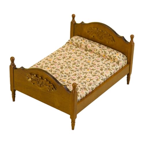 1:12 Europäisches Doppelbett-Modell, Miniatur-Holzbett, DIY-Szenenmodell, 1/12 Miniatur-Schlafzimmermöbel für die Schlafzimmer Dekoration 1:12 Europäisches Doppelbett-Modell, Miniatur-Holzbett, DIY-Szenenmodell, 1/12 Miniatur-Schlafzimmermöbel für die Schlafzimmer Dekoration von STARTONYOU