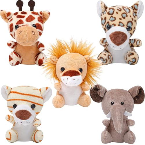 5 Stück kleine Tiere gefüllt schungeltier-Plüsch-Set 10 cm süße Safari-Kuscheltiere mit Schlüsselanhänger für Party-Gefälligkeiten Ostern Deko(sitzend) von STARTONYOU