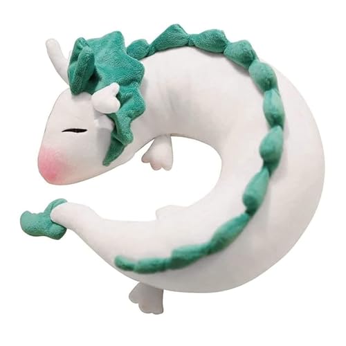 Anime Nackenkissen Drache White Dragon Plüschtier Kinder Reise Nackenkissen, Cute Kawaii Drachen Kuscheltier für Weihnachten Geburtstagsgeschenk（30 * 30cm） von STARTONYOU