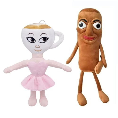 Italienisches Brainrot Plüschtier, Kuschelige Tung Tung Sahur Stofftier Puppe Lustige Ballerina Cappucina Plüschtier (2 Stück) von STARTONYOU