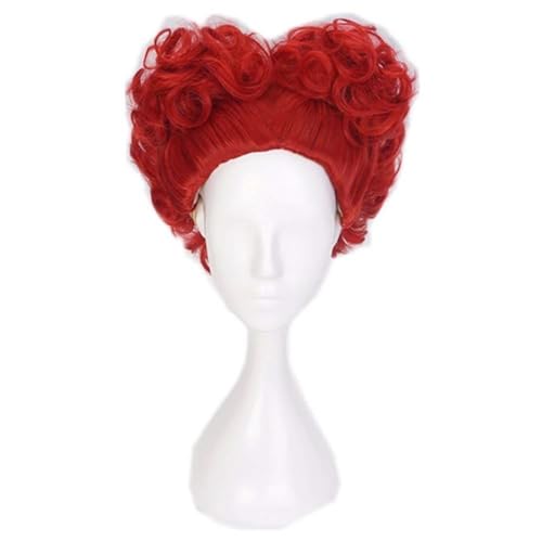 Perücke Kurze Curly Wave Anime Rotes Herz Styled Red Heart Theme Party Cosplay Wigs von STARTONYOU