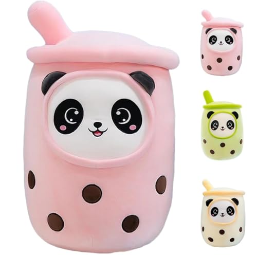 STARTONYOU Panda Boba Kuscheltier,Bubble Tea Stofftier Plüschkissen Spielzeug Weiches Umarmungskissen Geschenk für Kinder Mädchen Jungen(Rosa,35cm) von STARTONYOU