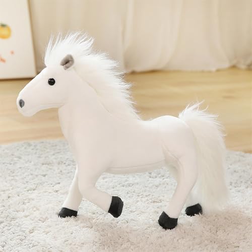 STARTONYOU Plüschtier Pferd 32 cm Lebensecht Stehend Pferd Plüsch Spielzeug Kuscheltier Puppe Stofftier Simulation Kuscheltier Klein Plüsch Pferd (Weißes Pferd) von STARTONYOU