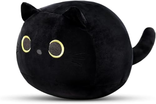 STARTONYOU Schwarze Katze Plüschtier Umarmung Spielzeug - Stofftier Kopfkissen Plüsch Katzenform Kissen - Plüschtier Katze Geschenk Puppe quetschbar und druckentlastend (Schwarz 20cm) von STARTONYOU