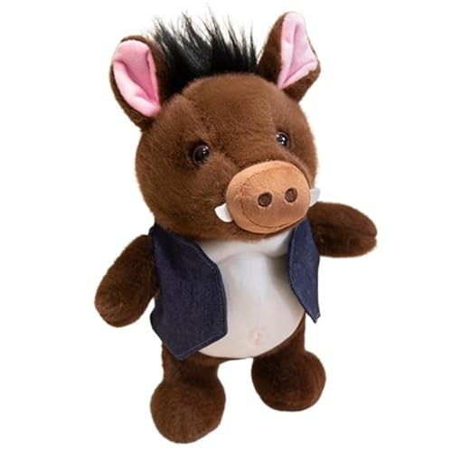 Schwein Plüsch, Weiche Stofftier Puppe Mit Weste Kuschelige Simulationsschweine Plüschspielzeug Geschenke for Kinder Freundin(Coffee) von STARTONYOU