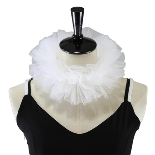 Women Tüll Fluffy Rüschen Gefälschter Kragen Layered Mesh Cosplay Kostüm Clown Choker von STARTONYOU
