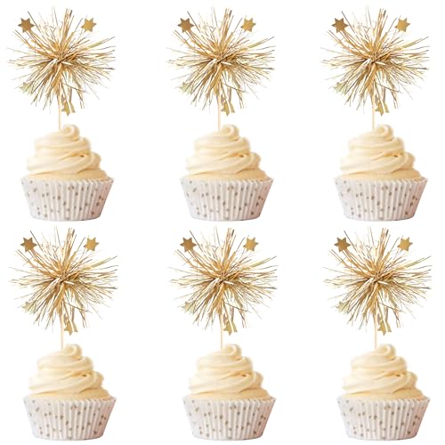 30 Stück goldene Cupcake-Dekorationen in Feuerwerksform, funkelnde goldene Tortenaufsätze. Tortenaufsätze für verschiedene Geburtstagsfeiern, Jubiläen und Gebäckdekorationen 30 Stück goldene Cupcake-Dekorationen in Feuerwerksform, funkelnde goldene Tortenaufsätze. Tortenaufsätze für verschiedene Geburtstagsfeiern, Jubiläen und Gebäckdekorationen von STATWTHMA