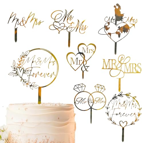 8 Stück „Mr. & Mrs.“-Tortenaufsätze aus goldenem Acryl für Hochzeitstorten, personalisierte Hochzeitstorte für Hochzeit, Verlobung, Jubiläum und Brautparty. 8 Stück „Mr. & Mrs.“-Tortenaufsätze aus goldenem Acryl für Hochzeitstorten, personalisierte Hochzeitstorte für Hochzeit, Verlobung, Jubiläum und Brautparty. von STATWTHMA