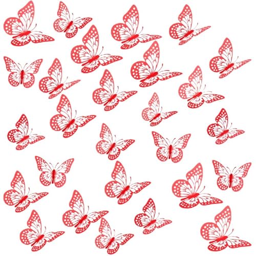 Cupcake-Topper mit roten Schmetterlingen (36 Stück, 3D) – 4 Stile, 3 Größen – Dekoration für Hochzeit, Geburtstag, Party von STATWTHMA