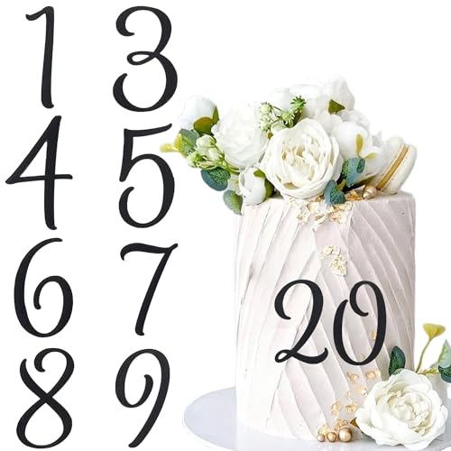 Schwarzer Acryl-Zahlen-Tortenaufsatz, selbstgemacht, verspiegelt, Zahlenset (0–9), geeignet für Hochzeit, Geburtstag und Party von STATWTHMA