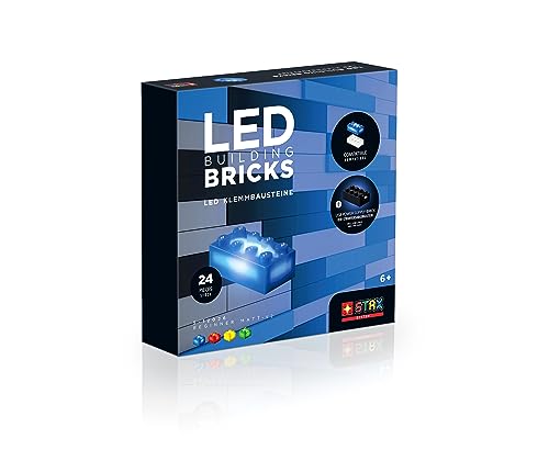 STAX Beginner Matt - V2, S-12026, LED Klemmbausteine, kompatibel mit Allen bekannten Bausteinmarken, 24 STAX Bricks Formaten, Power Brick und USB-Kabel, Mehrfarbig von STAX