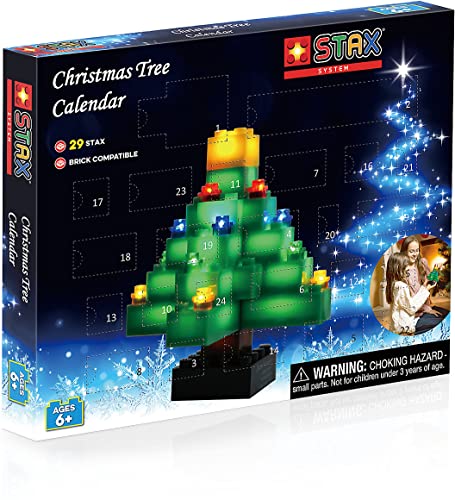 STAX S19031 Weihnachtsbaum Bauset Adventskalender, Bausteine mit Licht von STAX