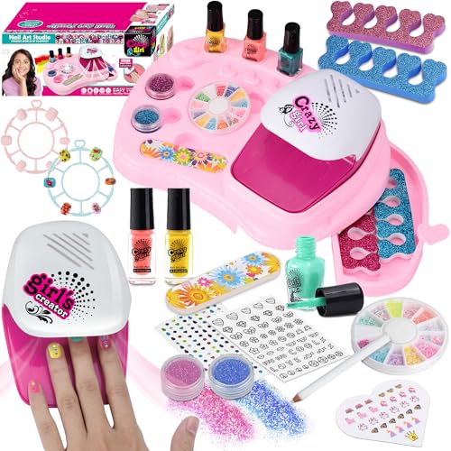 STAY GENT 16Stück Kinder Nagelstudio Set für 3-8 Jahre Mädchen mit Nageltrockner/3 Farben Quick-Dry Kindernagellack/Lagerbasis, Nagelstudio Schminke Spielzeug Geschenke für Geburtstag Weihnachten von STAY GENT