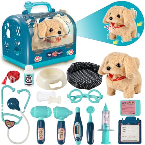STAY GENT 17Stück Interaktives Tierarzt Arztkoffer Kinder mit Plüsch-Hund, Käfig & Stethoskop, Spielzeug Hund mit Leine Läuft & Bellt, Tierarzt Rollenspiel Geschenke für Kinder 3-8 Jahre STAY GENT 17Stück Interaktives Tierarzt Arztkoffer Kinder mit Plüsch-Hund, Käfig & Stethoskop, Spielzeug Hund mit Leine Läuft & Bellt, Tierarzt Rollenspiel Geschenke für Kinder 3-8 Jahre von STAY GENT