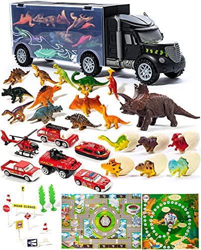 STAY GENT Dinosaurier Spielzeug Autos Spielzeug, Autotransporter Spielzeug mit 13 Stück Dinosaurier Spielzeug, Lernspielzeug Lernen Geschenk für Jungen Mädchen 3 4 5 6 7 von STAY GENT
