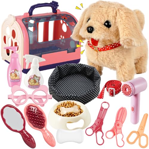 STAY GENT Interaktiv Hund Spielzeug Kinder, 16Stück Haustier-Pflege Tierarzt Spielzeug mit Tierkäfig und Spaziergang Plüsch Hund an der Leine, Rollenspiel Geschenke für Mädchen 3-8 Jahre STAY GENT Interaktiv Hund Spielzeug Kinder, 16Stück Haustier-Pflege Tierarzt Spielzeug mit Tierkäfig und Spaziergang Plüsch Hund an der Leine, Rollenspiel Geschenke für Mädchen 3-8 Jahre von STAY GENT