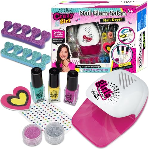 STAY GENT Nagelset für Kinder Mädchen, Kinder Nagellack Set mit Nageltrockner 10 Stück Echt Nagelstudio für Mädchen Geburtstag für Prinzessin Alter 4 5 6 7 8 9 11 12+ Nägel Glam Salon Verrückt Mädchen von STAY GENT