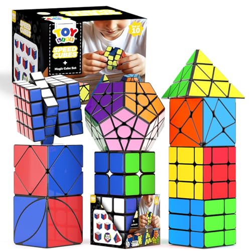 STEAM Life Speed Cube Set 10 Pack Magic Cube, Includes Speed Cubes 3x3, 2x2 Speed Cube, Pyramid Cube, Megaminx Cube Puzzle Cube Bundle for Kids & Adults, Stocking Stuffers for Boys von STEAM Life