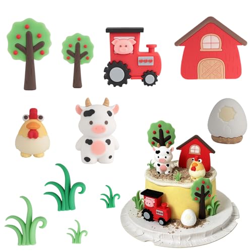Bauernhof Tortendeko - Kindergeburtstag Bauernhof Deko, Geburtstagsdeko Bauernhof, Tortendeko Tiere, Geburtstag Party, Traktor Animals Farm Kuh Bauernhoftiere Spielzeug Kuchen Tierfiguren von STEFUEWILL17