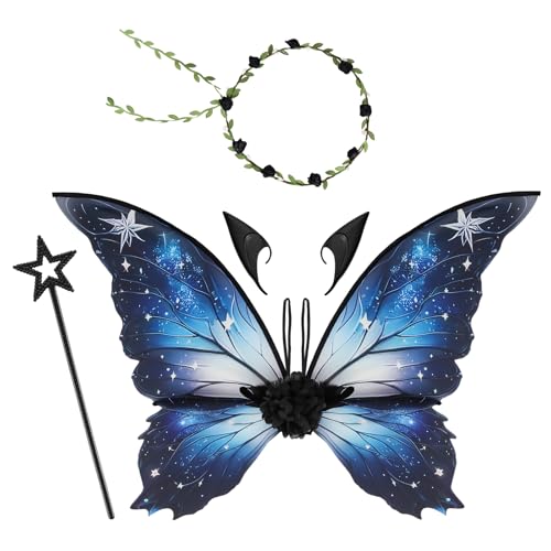 Feenflügel Erwachsene - Feenflügel Kinder Kleidung, Elfenohren und Zauberstäben, Schmetterling Kostüm Kinder für Weihnachtskarneval, Geburtstagsrollenspertys, Super Schöne Flügel, Blau Feenflügel Erwachsene - Feenflügel Kinder Kleidung, Elfenohren und Zauberstäben, Schmetterling Kostüm Kinder für Weihnachtskarneval, Geburtstagsrollenspertys, Super Schöne Flügel, Blau von STEFUEWILL17