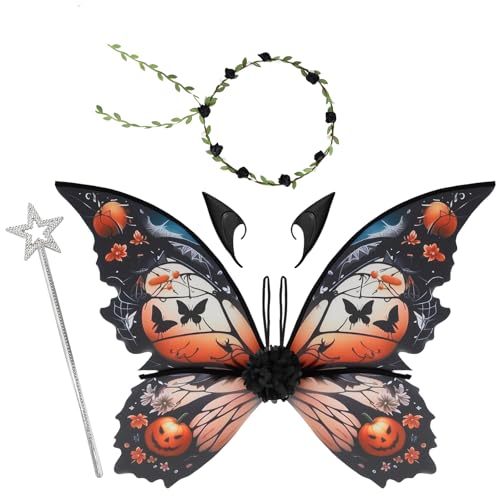 Feenflügel Erwachsene - Feenflügel Kinder Kleidung, Elfenohren und Zauberstäben, Schmetterling Kostüm Kinder für Weihnachtskarneval, Geburtstagsrollenspertys, Super Schöne Flügel, Kürbisfarbe Feenflügel Erwachsene - Feenflügel Kinder Kleidung, Elfenohren und Zauberstäben, Schmetterling Kostüm Kinder für Weihnachtskarneval, Geburtstagsrollenspertys, Super Schöne Flügel, Kürbisfarbe von STEFUEWILL17