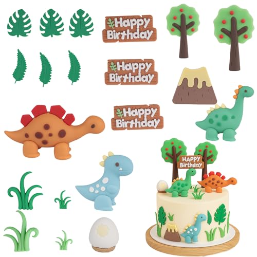 Dinosaurier Tortendeko - Dschungel Deko Geburtstag, Tortendeko Waldtiere Geburtstag, Zoo Party Animals Kuchendeko Tiere Wild One Wald, DIY Kuchen Dekoration Set von STEFUEWILL17
