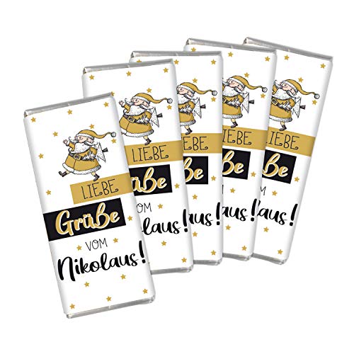 STEINBECK 5er Set Mini Schokolade Nikolaus Geschenk Adventskalender Wichteln 18g Vollmilch Weihnachten Gold Tischdekoration STEINBECK 5er Set Mini Schokolade Nikolaus Geschenk Adventskalender Wichteln 18g Vollmilch Weihnachten Gold Tischdekoration von STEINBECK