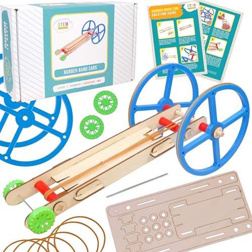 Gummiband-Auto-Set, 10 Stück, STEM-Kits für Kinder im Alter von 8–14 Jahren, DIY-Holzauto-Bauset für Klassenzimmer-Projekte, wissenschaftliche Experimente und pädagogisches Handwerk von STEM INVENTIONS