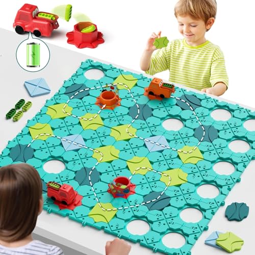 STEM Brettspiele Kinderspielzeug Logischer Straßenbauer, Großes Labyrinth Puzzle-Brettspiel, Labyrinth Elektrisches Spielzeugauto für Jungen und Mädchen im Alter von 4+ Jahren von STEM MATCH