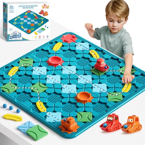 Kinderspielzeug STEM Brettspiele, logischer straßenbauer Brain Teasers Puzzles Spiele für 4 5 6 7 Jahre Jungen Mädchen, großes Brett Labyrinth Spiele für Multiplayer Montessori Geschenke für Alter 4-8 von STEM MATCH