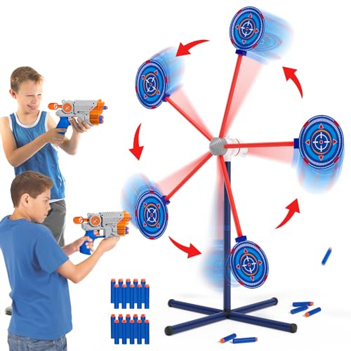 Kinderspielzeug Schießspiel ab 4-10 Jahren, Automatisch Rotierende Zielscheibe Schießspielzeug Set mit 2 Spielzeugpistolen & 20 Schaumstoff Blaster Geschenk für Junge Mädchen Outdoor Indoor von STEM MATCH