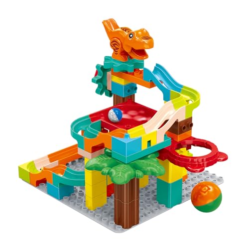 Kugelbahn Bausteine Spielzeug, 90 pcs Kinder STEM Murmelbahn Spielzeug Bahnelemente Set für 3 4 5 6 Jahre von STEM MATCH