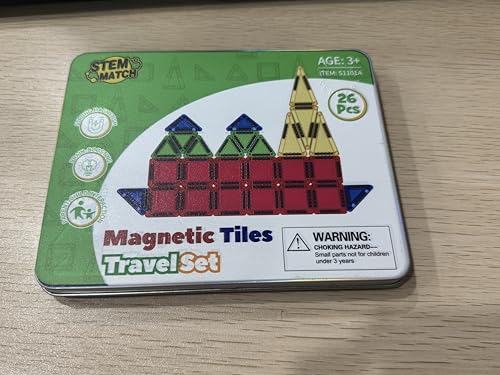 Magnetische Bauklötze, 26-teiliges Lernspielzeug mit Metallbox und Magnetischer Basis, STEM Kreativ-Set für Kinder von STEM MATCH