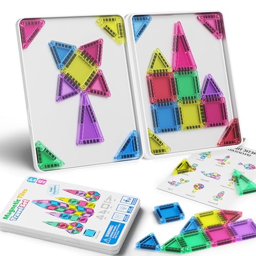 Magnetische Tiles Konstruktion Set 42pcs Reisespielzeug für Kinder Tragbar Reisen MINI Magnetische Fliesen Spielzeug Magnetische Baukasten Montessori Spielzeug Geschenk für 3+ Jahre Kleinkinder von STEM MATCH